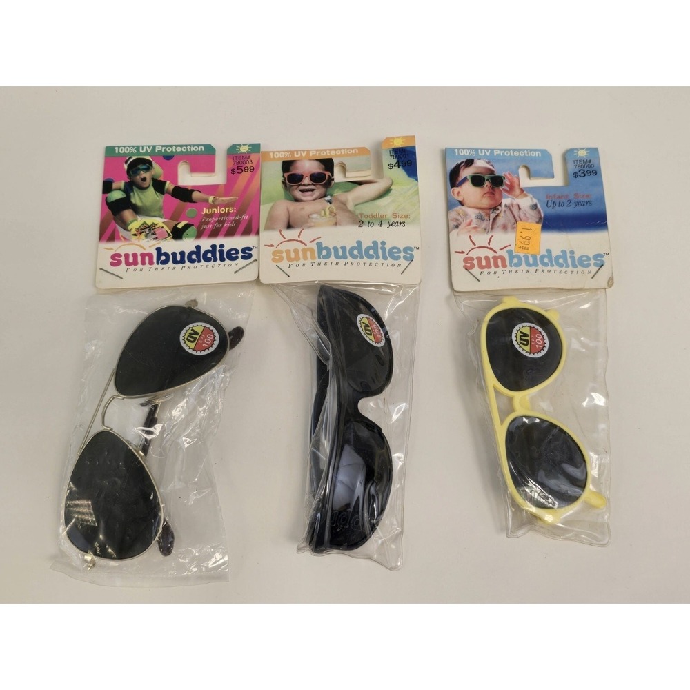 New Old Stock Vintage Childrens Sunglasses Sun Buddies Lot of 3 NIP